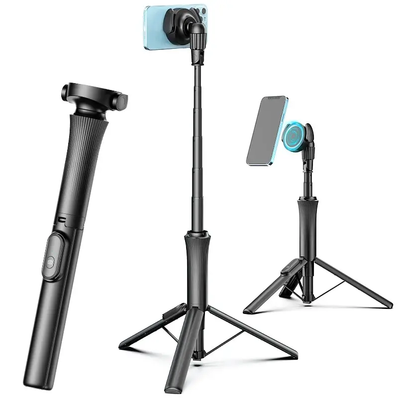 Magnetic Selfie Stick Phone Tripod with Wireless Remote, Extendable Cell Phone Tripod Stand, Compatible with MagSafe, Cellphone