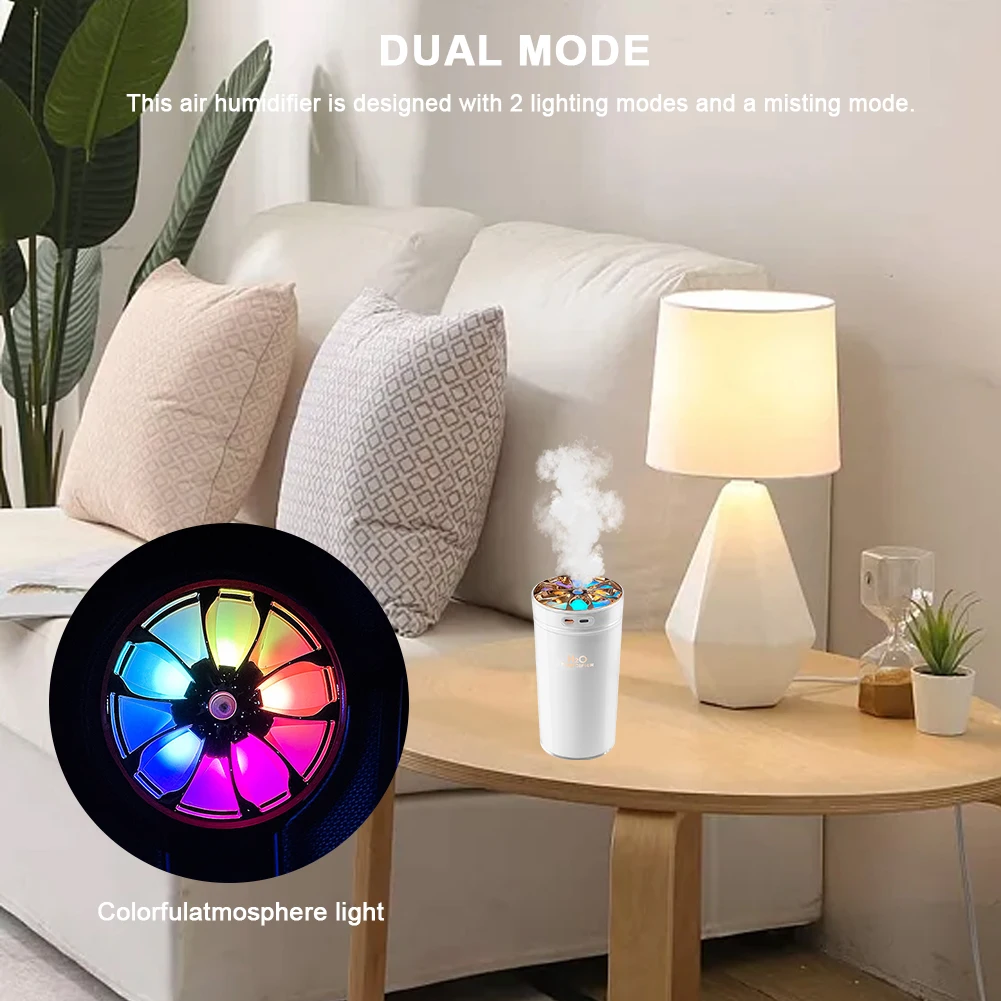 Wireless Car Air Humidifier Portable 300ML USB Diffuser Mist Maker Dual Mode Small Humidifier LED Colorful Night Light