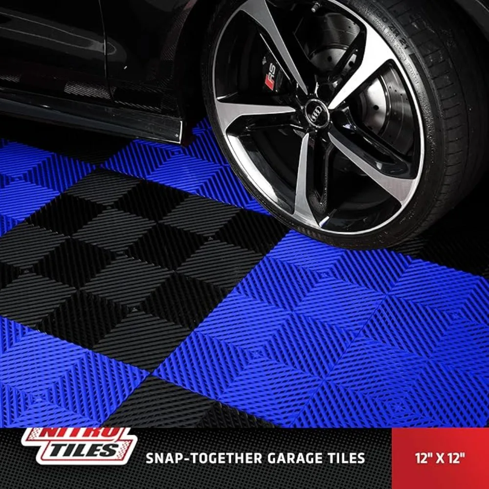 Garage Floor Tile 52 Tiles 12"x 12" Snap-Together Garage Flooring Tiles Exterior Terrace Floor Deck for Outdoor Vented Garden