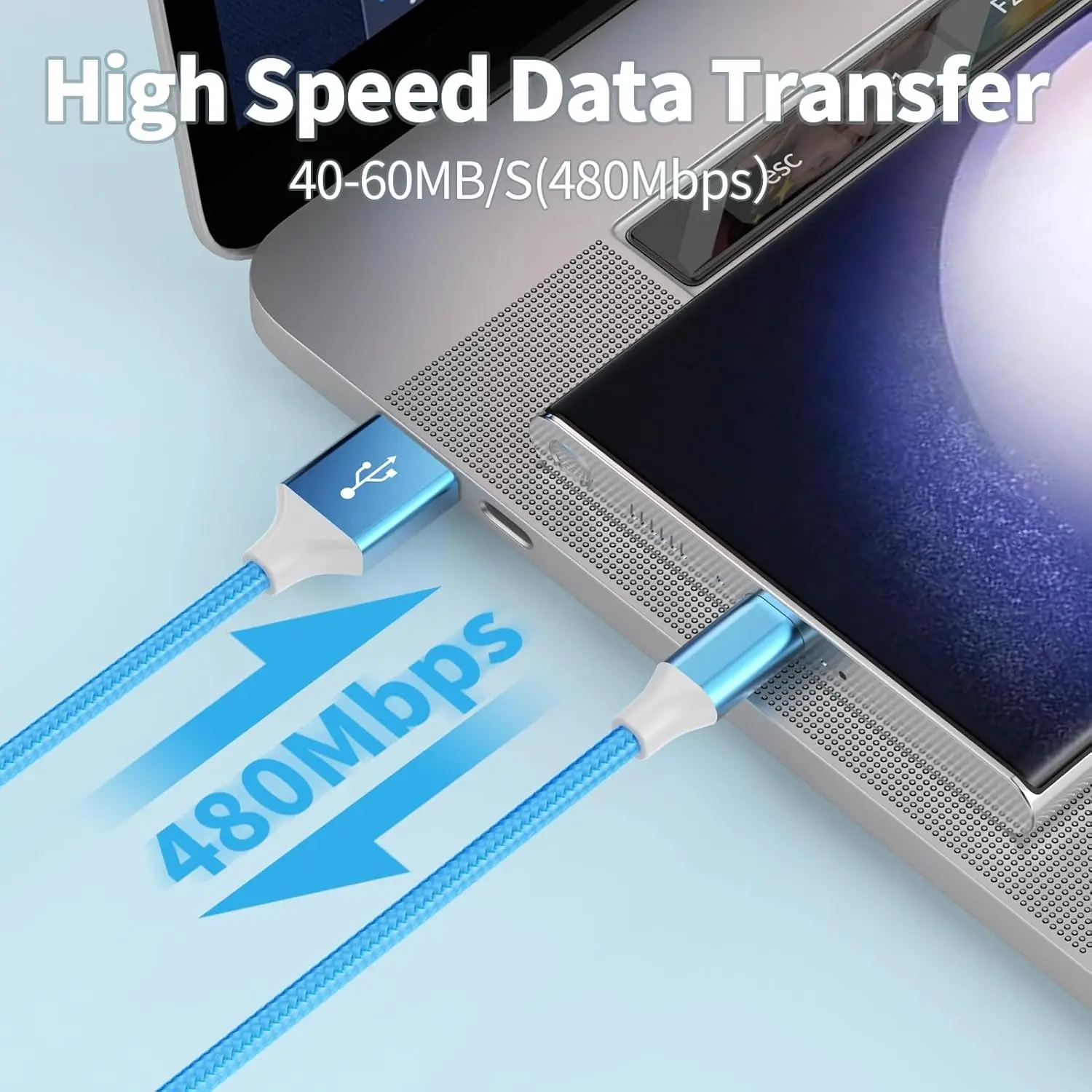 USB 타입 C 케이블, 2/3/5개 나일론 편조 USB C 케이블 3A 고속 충전기 삼성 갤럭시 S9/S8 노트8/9 20 10 S21 S2용