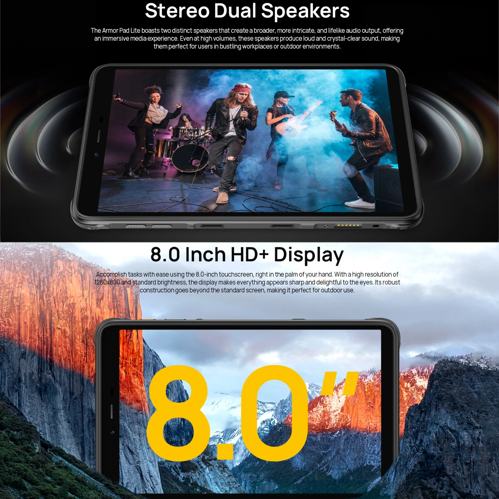 Ulefone Armor Pad Lite Rugged Tablet PC 3GB+32GB 8.0 inch Android 13 MTK MT8766 Tablet 13MP Camera 7650mAh Battery Face unlock