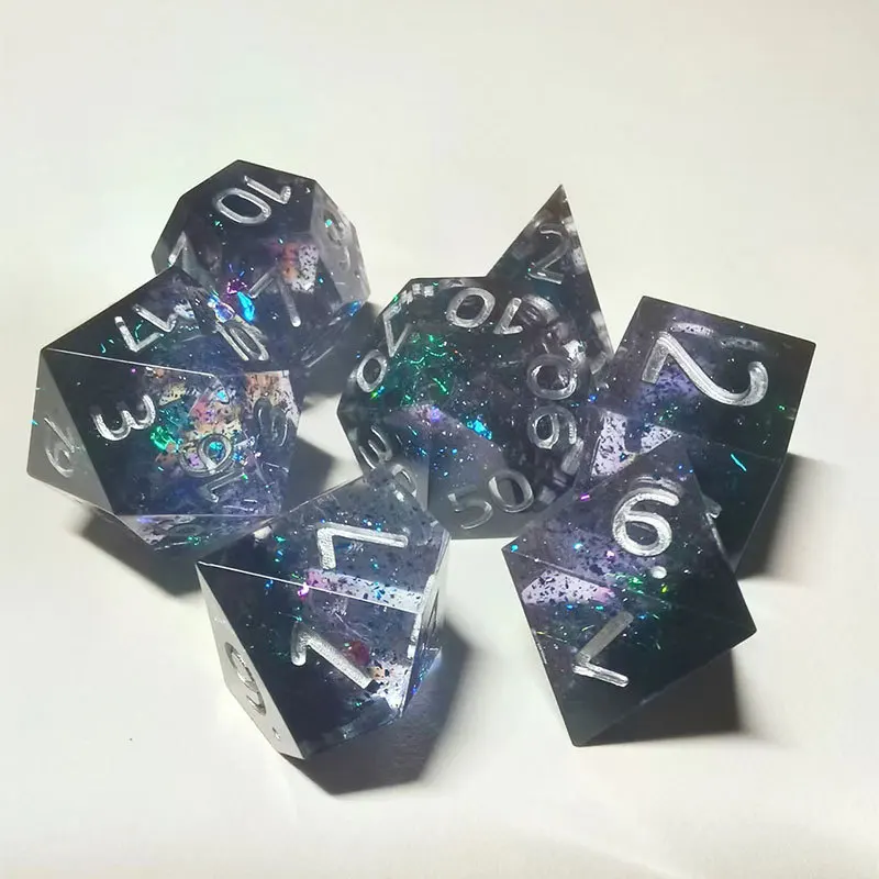 

7Pcs/set Foreign Trade New High-end Sharp Right Angle Rainbow Foil Dice Table Game Suit