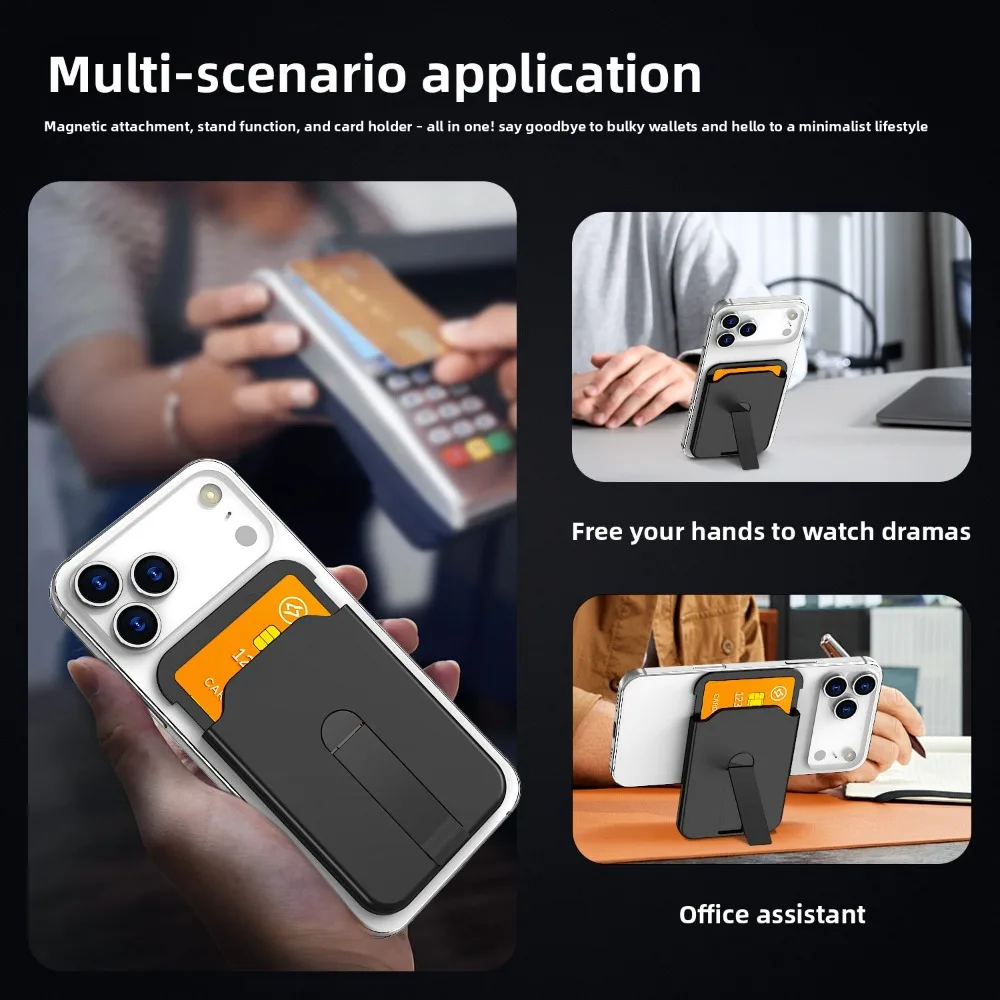 Magnetic Wallet Case with Phone Stand and Credit Card Holder - Vertical Bracket and Card Organizer Cover