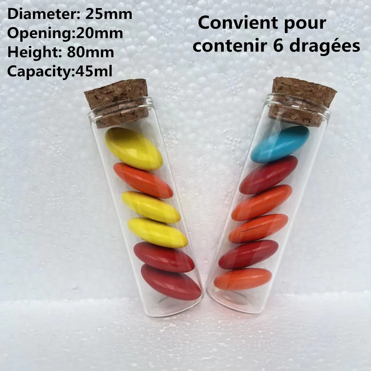 40/80 Pcs/lot Flat-bottomed Wedding Glass Bottle Glass Jars dragée Test Tube Empty Container DIY Crafts Marriage Bottle Gift 6