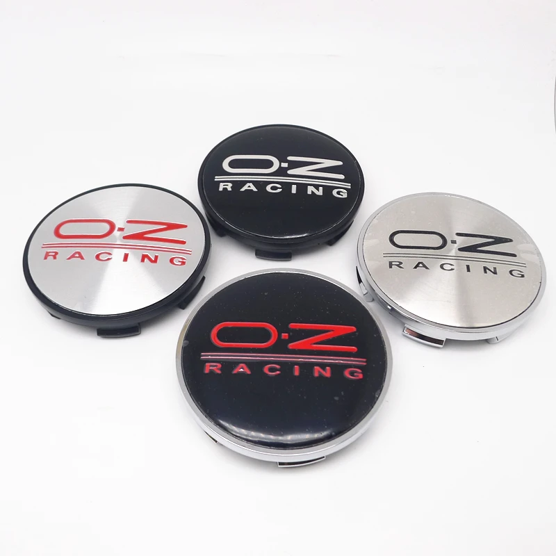 4 Pz Nuovi Coprimozzo In Plastica Argento-Nero 13-14 Per Auto