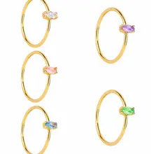 24K Plated Gold /Silver Rainbow Ring Slim Round Women Light Luxury Fashion Colorful Zircon CZ Jewelry in 2022 Fashion Statement