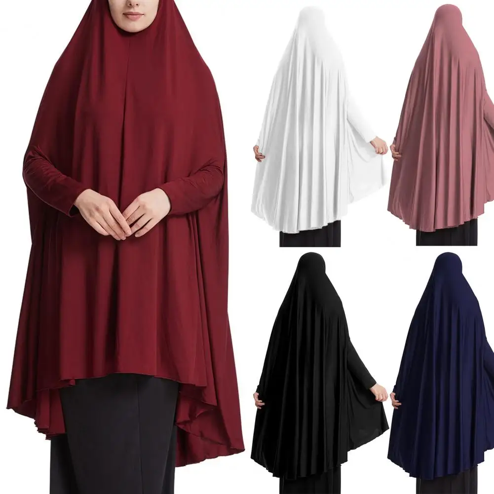 Women Robe Middle East Arab Vintage Oversized Hem Long Sleeve Robe Pleated Hem Muslim Hijab Retro
