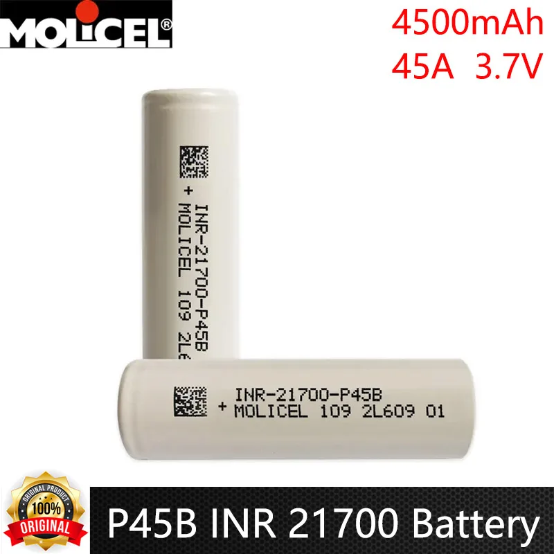 Molicel-bateria li Ion Recarregável Original para Brinquedos Lanterna P45b Inr 21700 4500mah Cdr 35a Max 45a 3.7v High-power