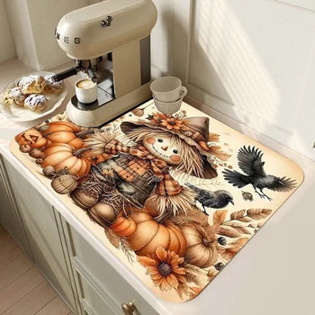 Autumn Thanksgiving Dish Drying Mat 1