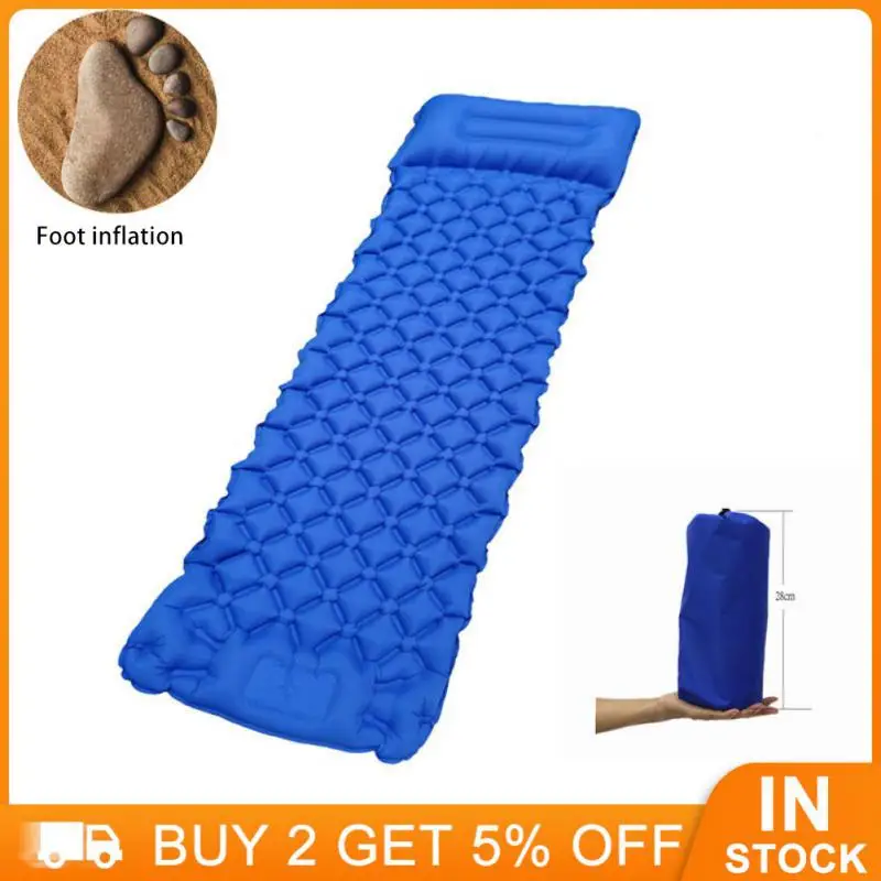 

Comfortable Air Cushion With Pillow Air Mattress Bed Sleeping Pad Elastic Coating -shaped Air Cushion 40d Nylon