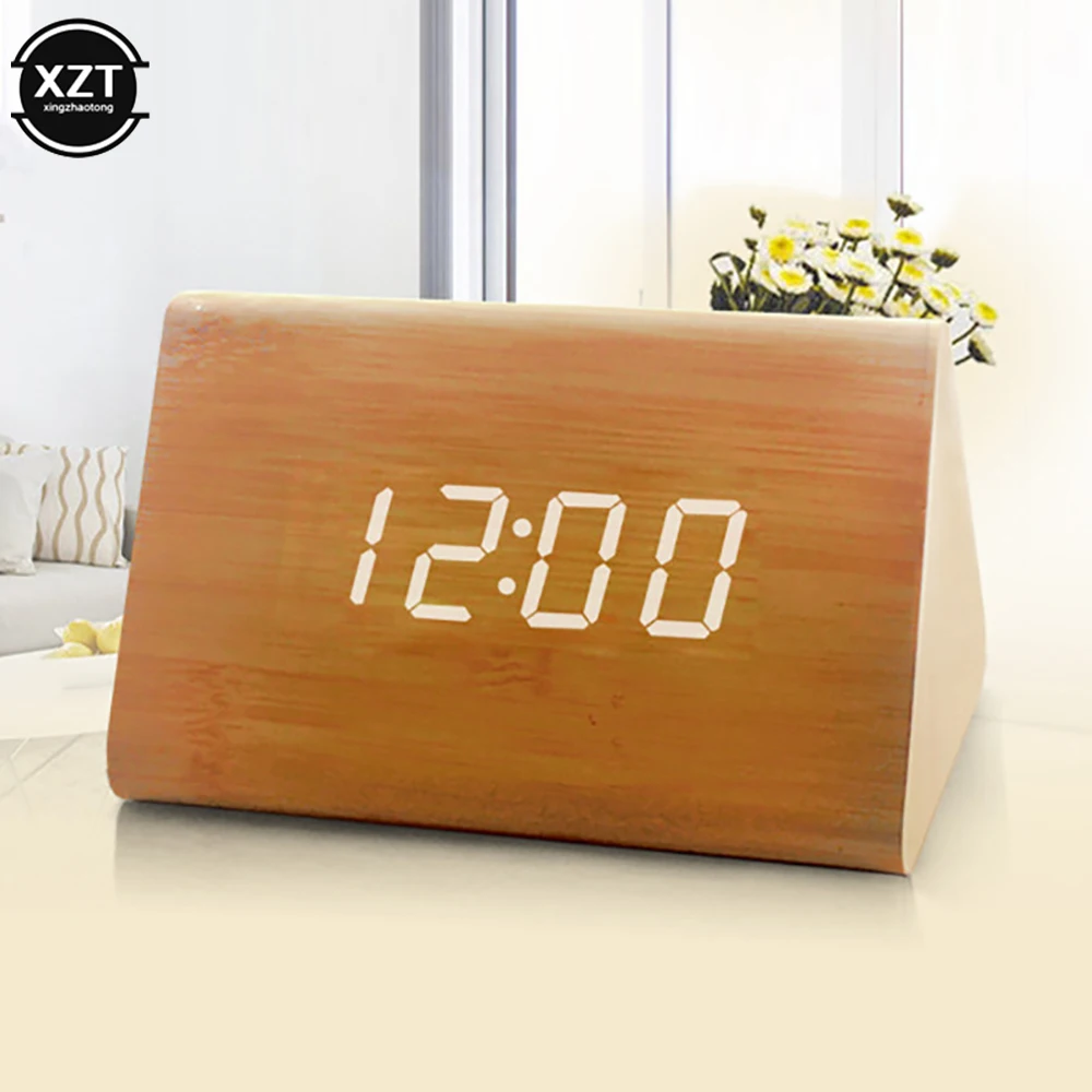 Jam Digital Kayu LED Multifungsi