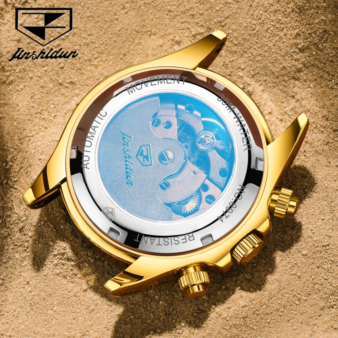JSDUN 8974 Fashion Mechanical Watch Gift Stainless Steel Watchband Round-dial Wristwatch