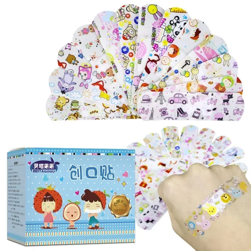 10/120pcs Cute Cartoon Medical Patch Waterproof Wound Adhesive Bandages Dustproof Breathable First Band Aid Adhesive for Kids