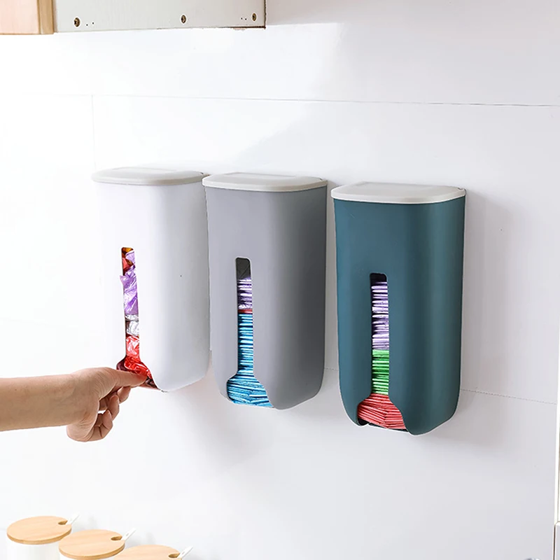 

Extractable Kitchen Plastic Bag Storage Bag Dispenser Wall Mount Garbage Bag Holder Refillable Trash Bag Kitchen Organizer