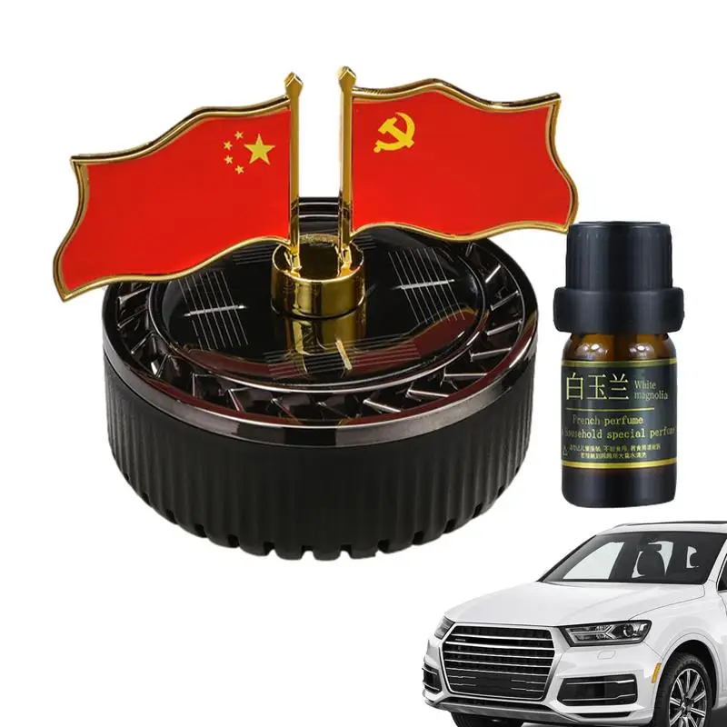 

Car Solar Air Freshener Rotating Flag Design Automotive Fragrance Diffuser Fashion Creative Decorative Solar Car Aromatherapy