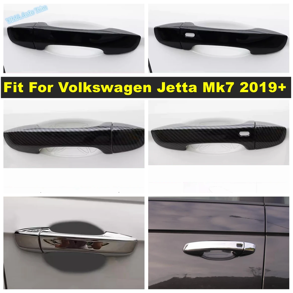 

Outside Car Door Pull Doorknob Handle Bowl Decoration Cover Trim Fit For Volkswagen Jetta Mk7 2019 - 2022 Exterior Accessories