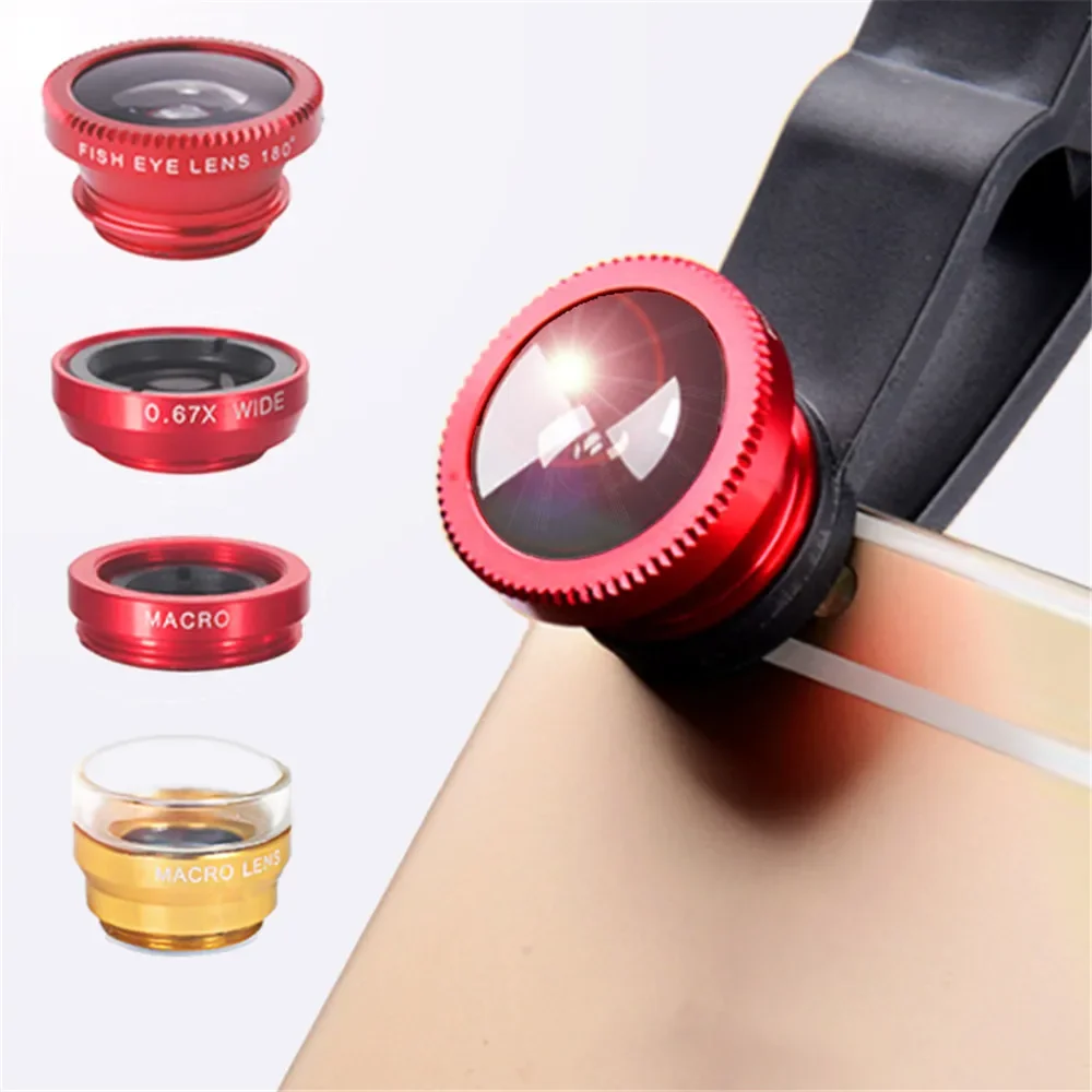 

Phone Camera Kits with Clip-on Fisheye 0.67x Wide Angle Zoom Lens, 6x Macro Lens for Smartphone