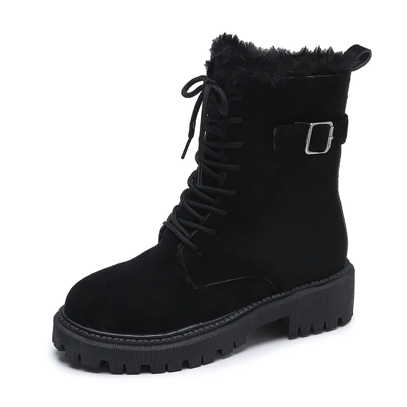 Snow Boots Women 2023 Winter Warm Fashion Designer Platform Boots Non-slip Short Plush Flats Suede Shoes Mujer