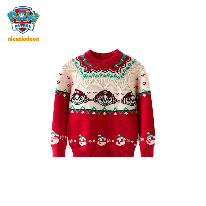 Paw Patrol Christmas Children's Jacket Autumn and Winter Warm Jacket Boys  Girls Sweater Trend New Pullover Sweater Kids Gifts