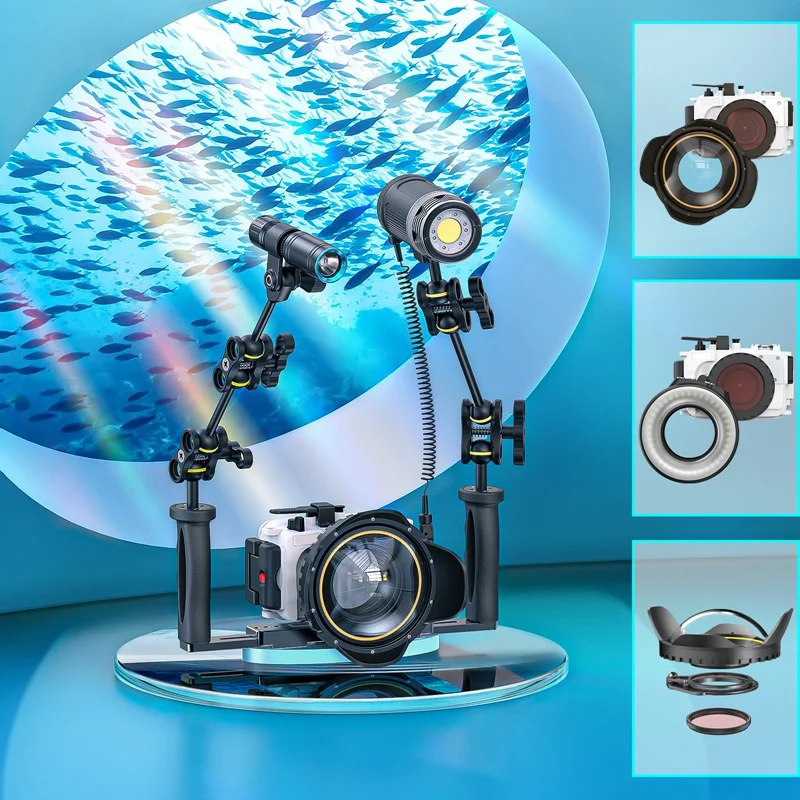 RISE SLR 카메라용 휴대용 방수 광각 돔 포트 렌즈 하우징 케이스, 수중 다이빙 부품, 67mm