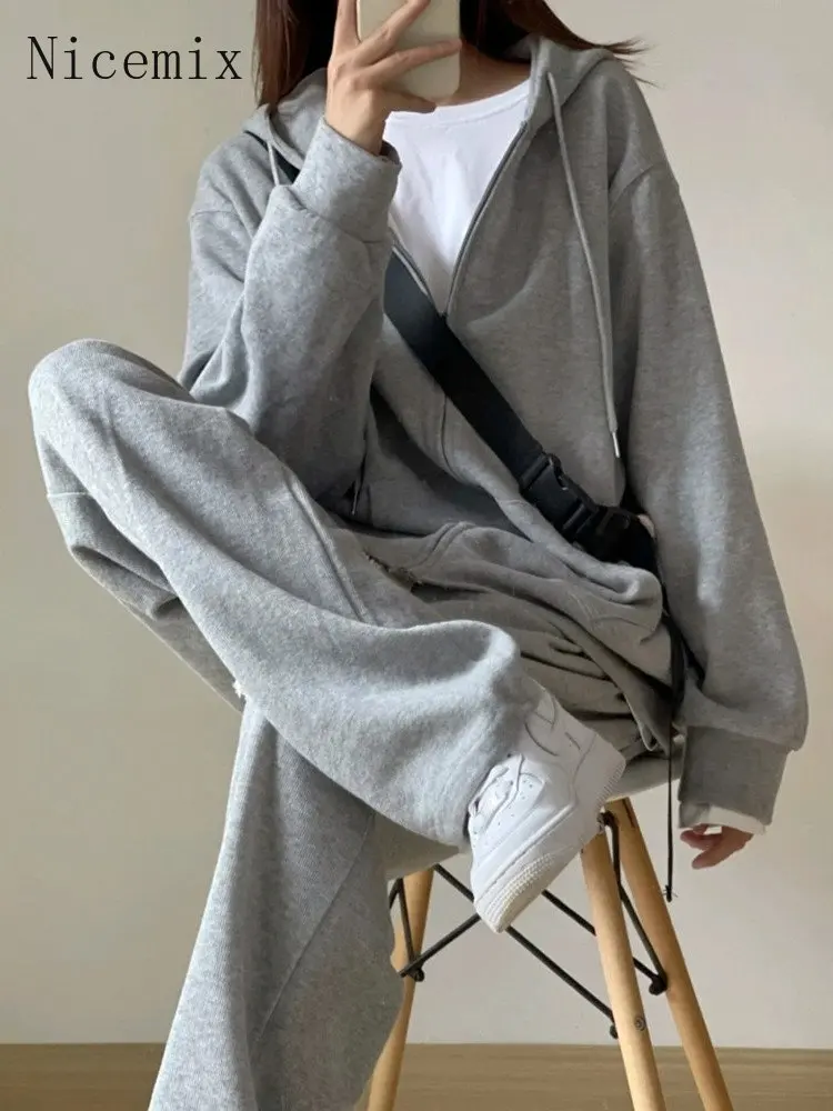 Korean Sportswear Suit Women | Set Sports Womens Gray Suit