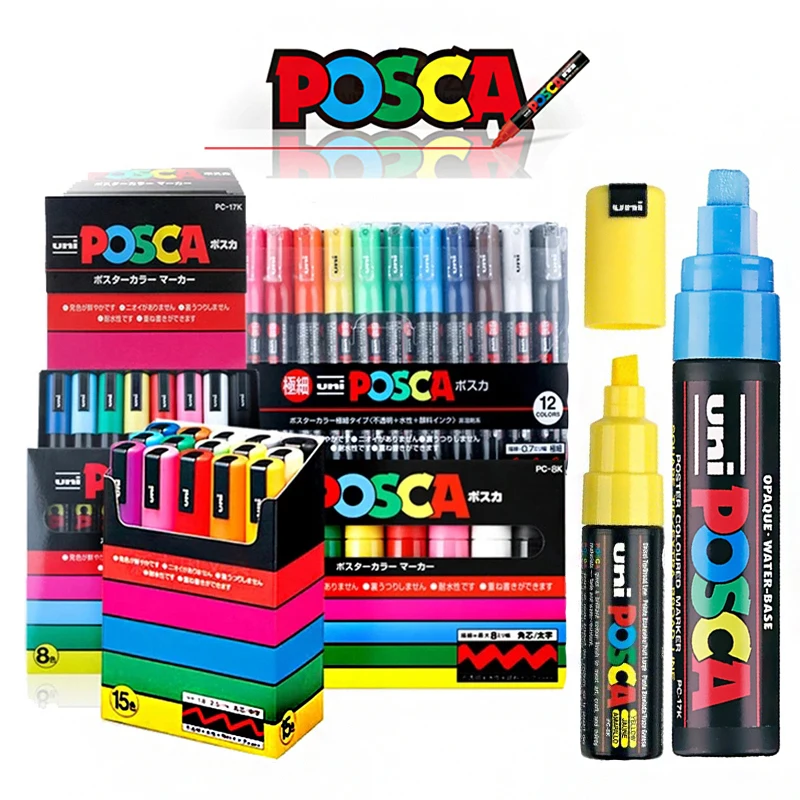 Uni Posca Markers PC-1M PC-3M PC-5M Painting Combination Set Permanent  Marker Pen Student Graffiti Manga Art Supplies Original