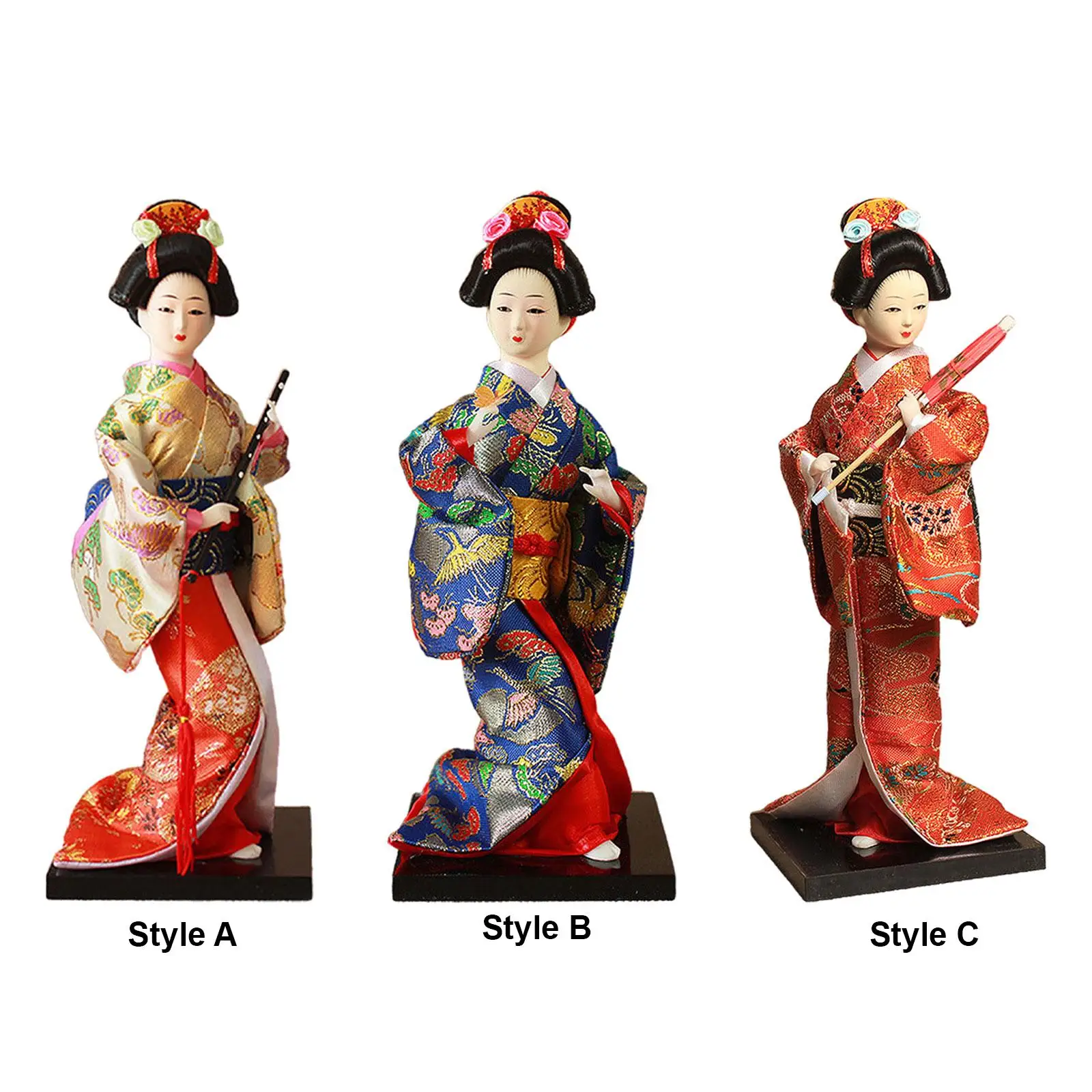 Kimono Dolls 9 "Ornamento Artigianale Geisha Giapponese Asian Geisha Doll Lady Statuette Per Desktop Home Office Table Bedroom Shelf