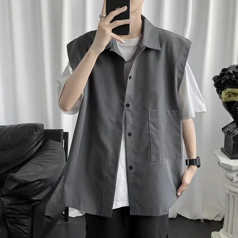 Workwear Vest Men's Korean Version Trendy Loose Spring Summer Thin Sleeveless Vest Handsome Sleeveless Jacket Men's Clothing