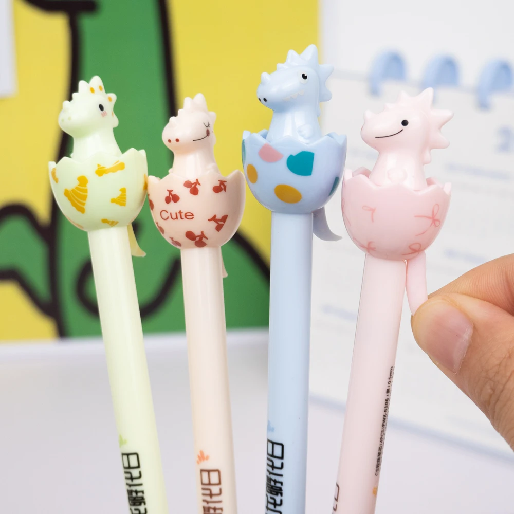 4 Pcs/Set Dinosaur Party Gel Pens Creative Cartoon 0.5mm Black Ink Quick-drying Smooth Writing Pen for School Office Stationery