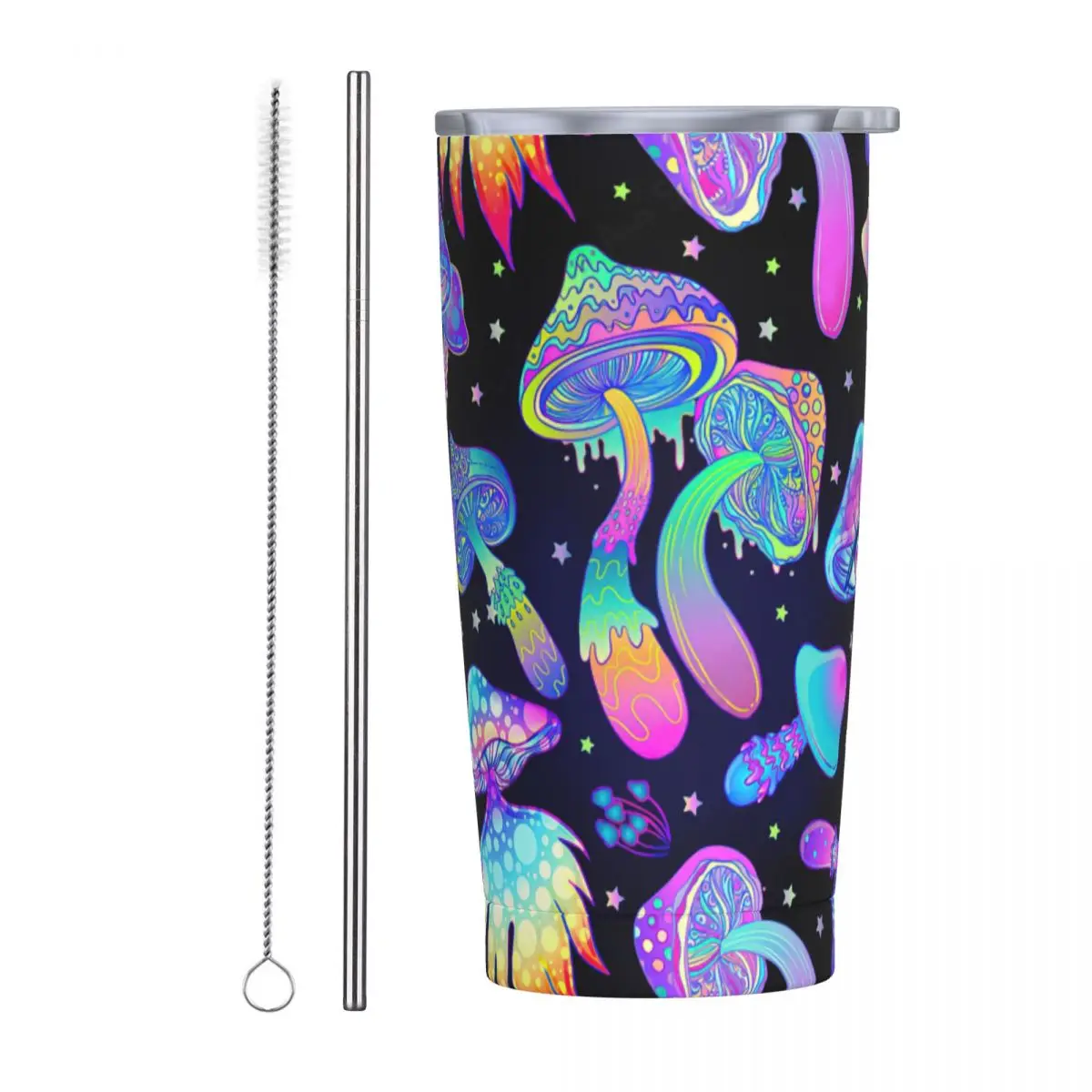 

Волшебные грибы, изолированный стакан с соломинкой и крышкой, психоделическая Термокружка Из Нержавеющей Стали для путешествий, Размер 20 унций