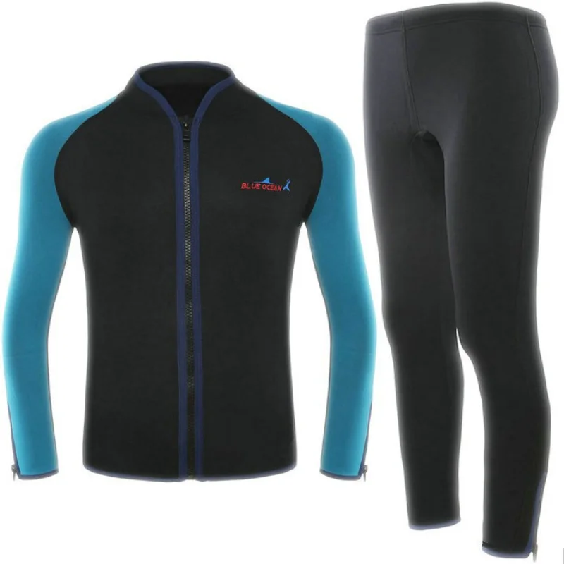 2mm Neoprene Long Sleeve Jumpsuit Men Two Piece Wetsuit Scuba Diving