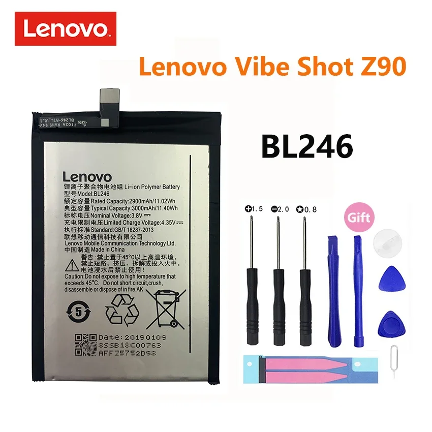 

100% Оригинальный Новый аккумулятор для Lenovo Vibe Shot Z90 BL246 Z90A40 Z90-7 3000 мАч аккумуляторные батареи для телефона