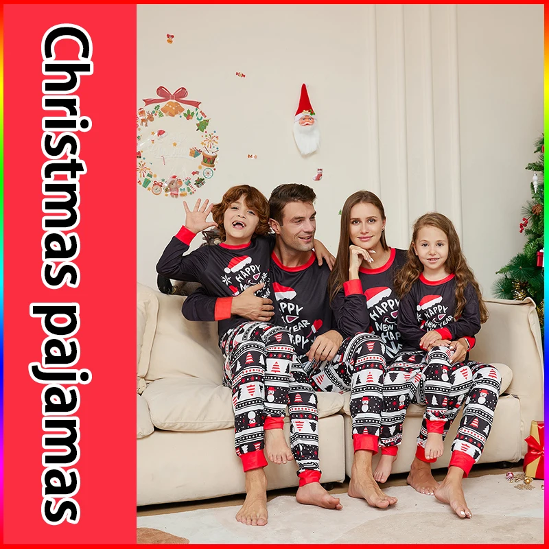 

2023 Christmas Family Matching Pajamas Costume Cosplay Tops+Stripe Pants For Adult Kid Baby Outfits Boy Girls Romper Sleepwear