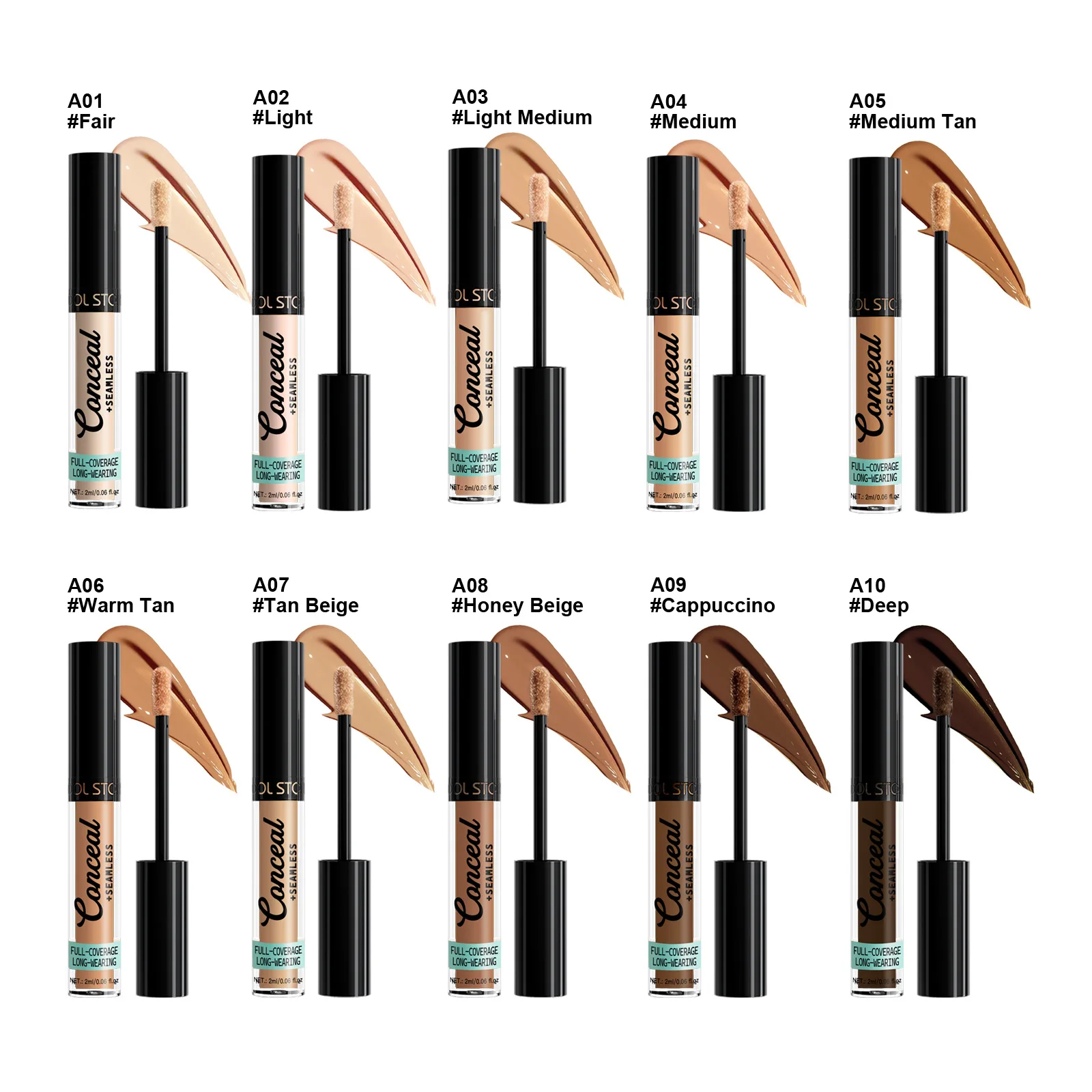 10-Color Full Coverage Concealer,Natural Long-Lasting, Matte Finish, Lightweight Formula, Dark Shade Options for All Light Beige - Image 5