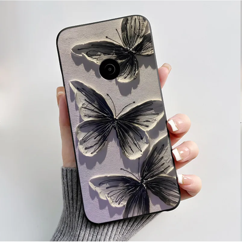 Cute Flower Cartoon Soft Silicone Phone Case – Black Printed Shell Cover