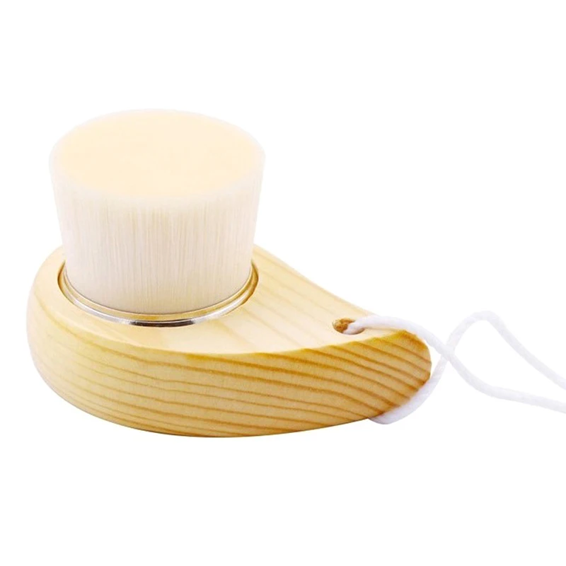 Deep Clean Exfoliating Facial Massage Brush with Soft Fiber Bristles and Wooden Handle