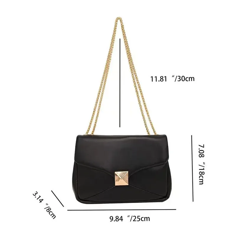 

Tote Bag Cowhide Designer Leather Handbag New Golden Big Rivet Chain Shoulder Small Purse Fashion Green Bag Crossbody Women