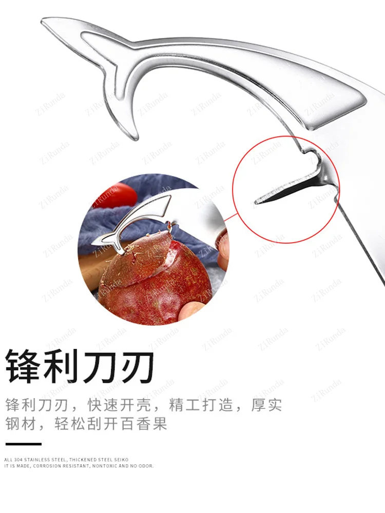 ~L Spoon Passion Fruit Egg Fruit Splitter Open Shell 304 Stainless Steel Knife Spoon Auxiliary Food Tool