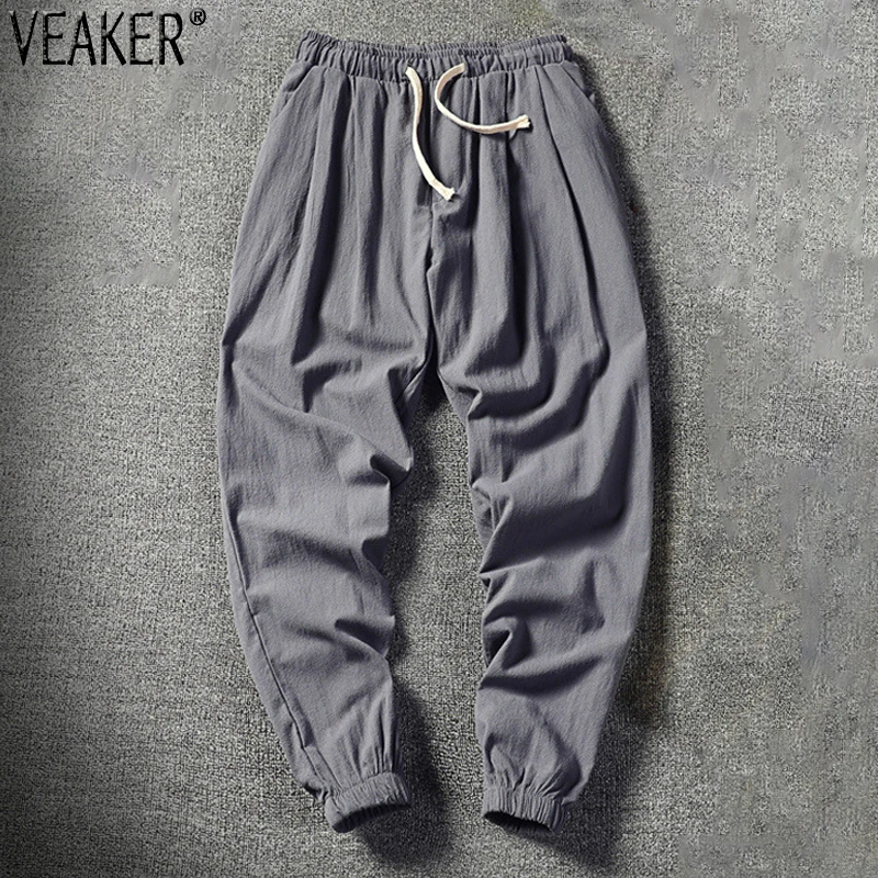 

2022 New Men's Breathable Linen Pants Male Solid Color Cotton Linen Trousers Fitness Pants M-5XL