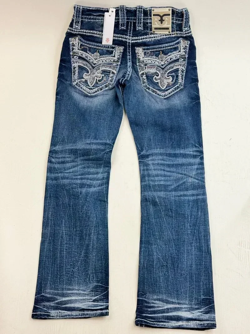 Y2K New American Street Hip Hop Jeans Retro Embroidery Loose Casual Jeans High Waist And Wide Legs Washed Street Casual Jeans 4