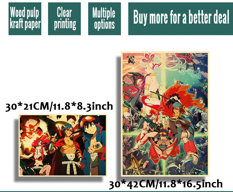 Плакат Tengen Toppa Gurren-Lagann luckydlongjie | AliExpress