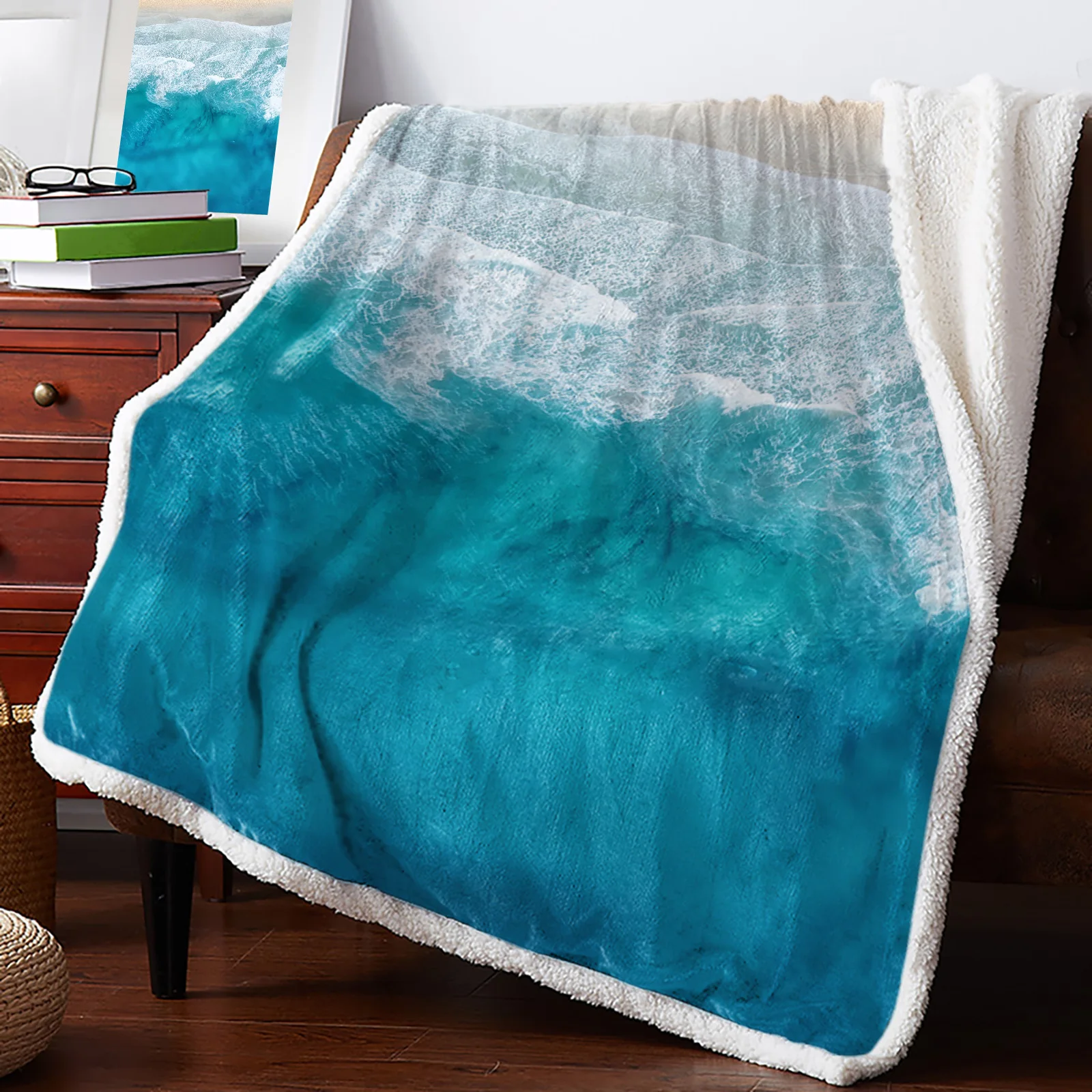 

Ocean Beach Waves Blankets Winter Warm Cashmere Blanket Office Sofa Soft Throw Blanket Kids Bed Bedspread