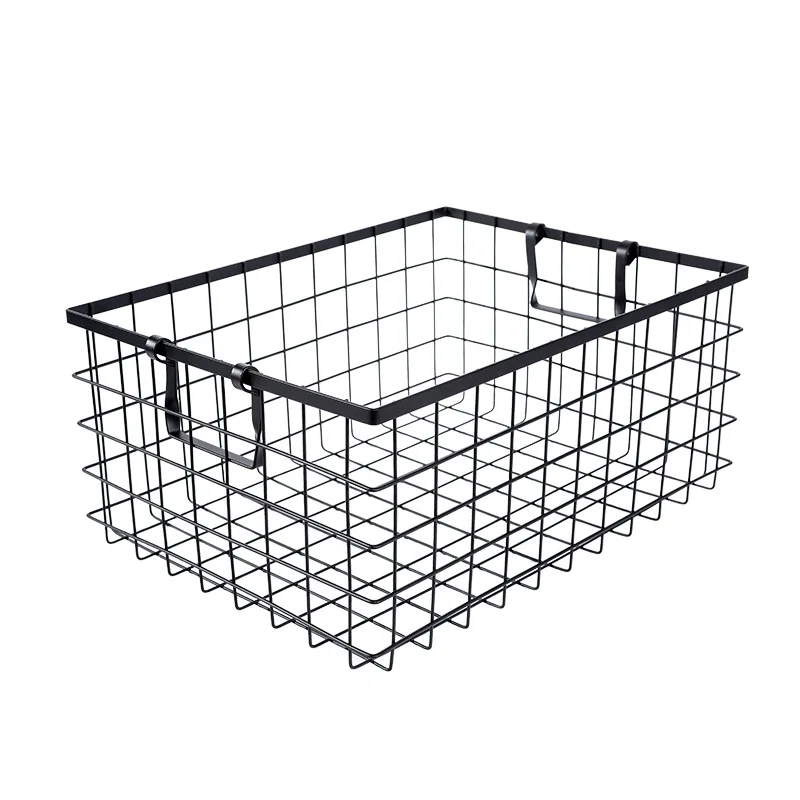 1 PC Black Iron Storage Basket Storage Basket Multifunctional Wire Mesh Desktop Storage Organizer for Home Wicker Supplies 6