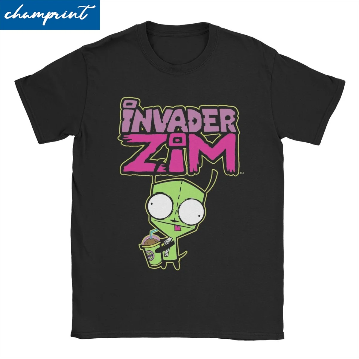 

Забавные футболки с принтом Invader Zim virking, мужские и женские футболки из чистого хлопка с круглым вырезом, футболки с коротким рукавом, одежда с принтом
