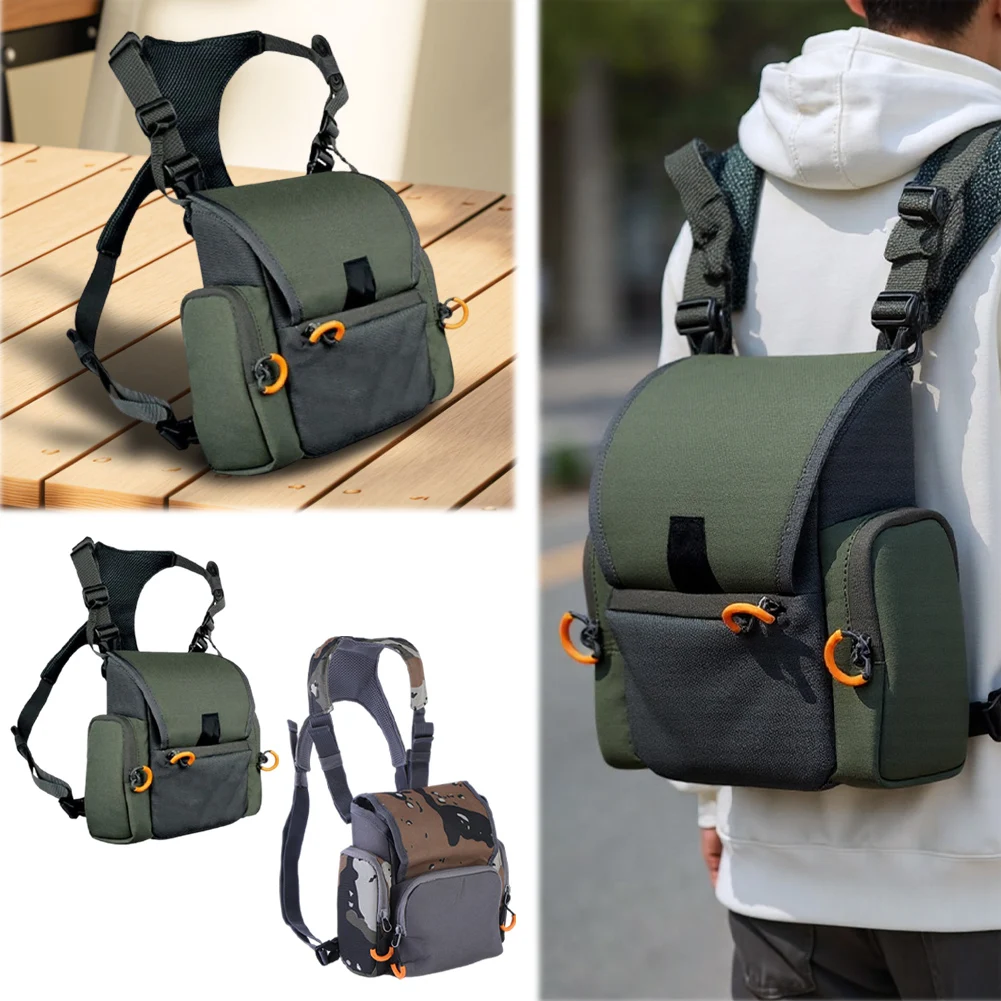 Wild Cedar Binocular Harness Chest Pack with Rangefinder Pouch, Bino Harness with Rain Cover for Bird Watching, Hunting, Hiking