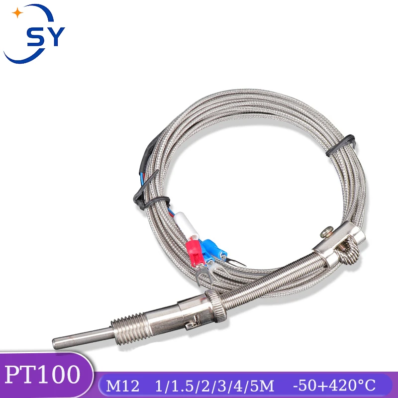 PT100 Spring Thermocouple Temperature Sensor 50+420℃ Wire Signal