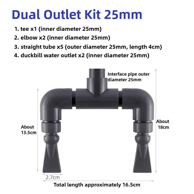 DIY Aquarium Tank Pumpe Entenschnabel Wasser Ausgang Doppel Headed Universal Aquarium Sprinkler Garten Bewässerung Wasser Rohr Anschlüsse – Detail 8