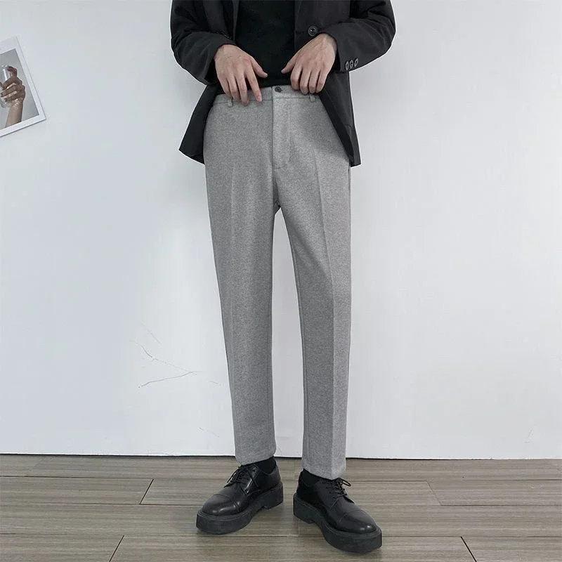 thumbnail image 1 of Pantalones de traje de cintura alta para hombre, pantalones cortos de 9 pulgadas, talla grande, pantalones de verano para hombre, ropa de primavera, ropa de trabajo de moda, pantalones de tela de lujo, 1 of 5
