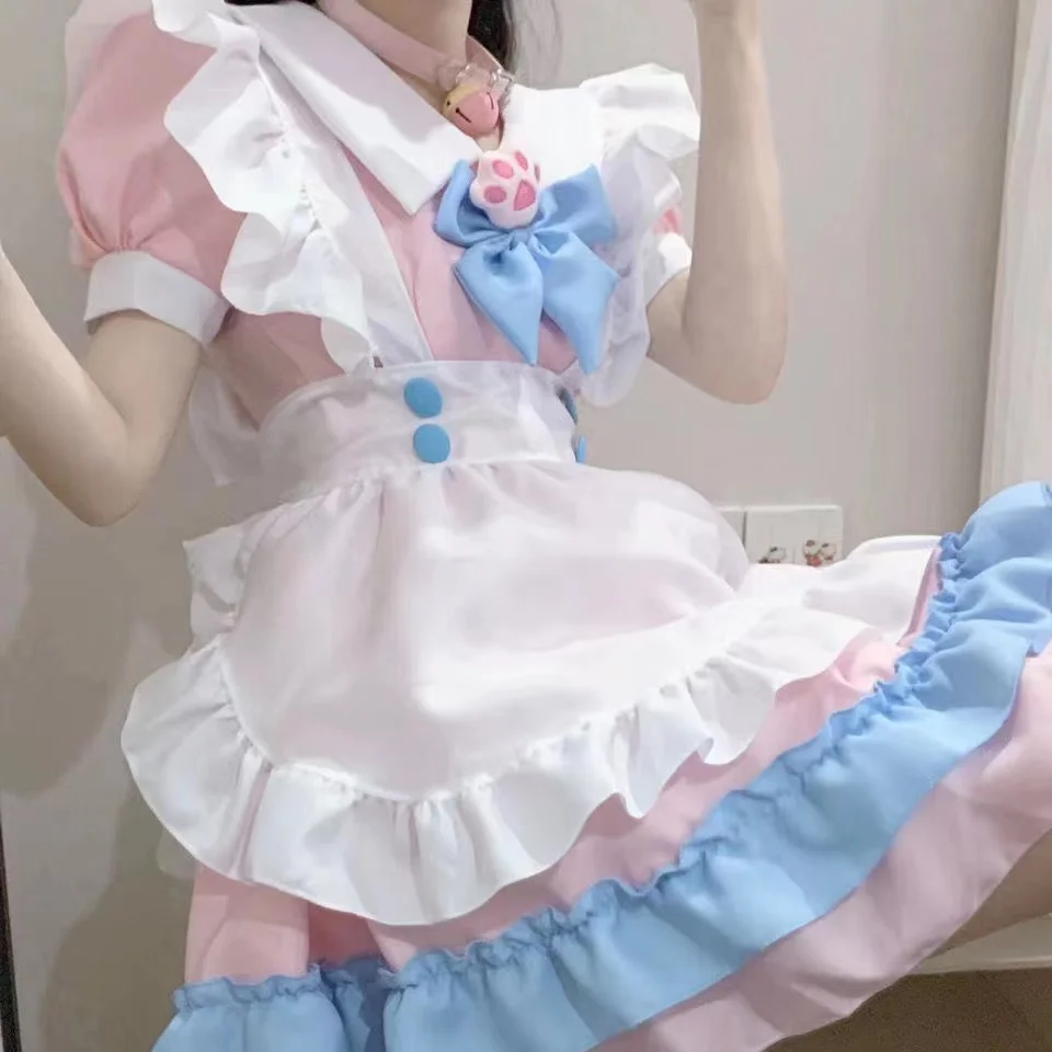 Anime Costumes Pink Women Maid Outfit Anime Long Dress Black and White Apron Dress Lolita Dresses Men Cafe Costume Cosplay Costume spider woman costume