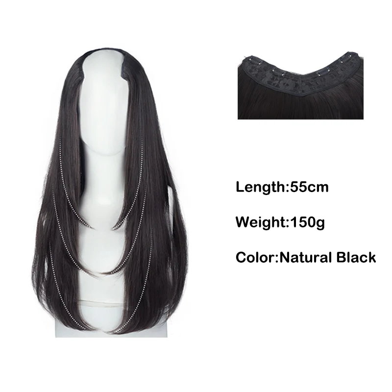 22Inch Women's Synthetic Long Hair Styling Long Hair Synthetic Wigs Layered Hair Extensions Top of the Head Increase Hair 4